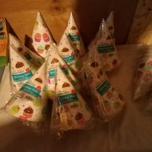 Colorful Cupcake Birthday Party Hats X3